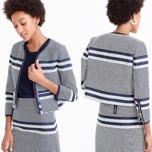 J.Crew  Jacket in Striped Navy Tweed Zip Blazer